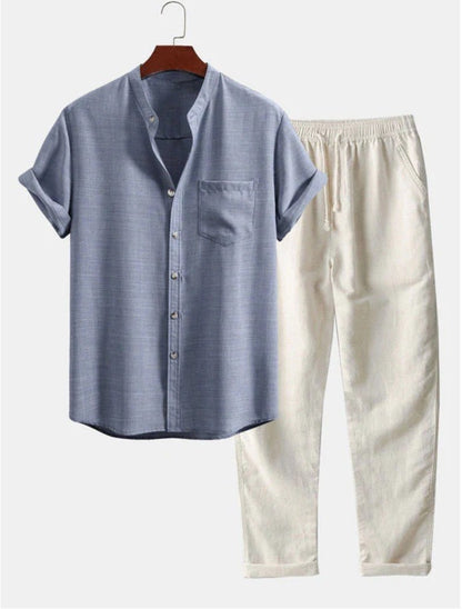 Men's Stand Collar Digital Print Shirt