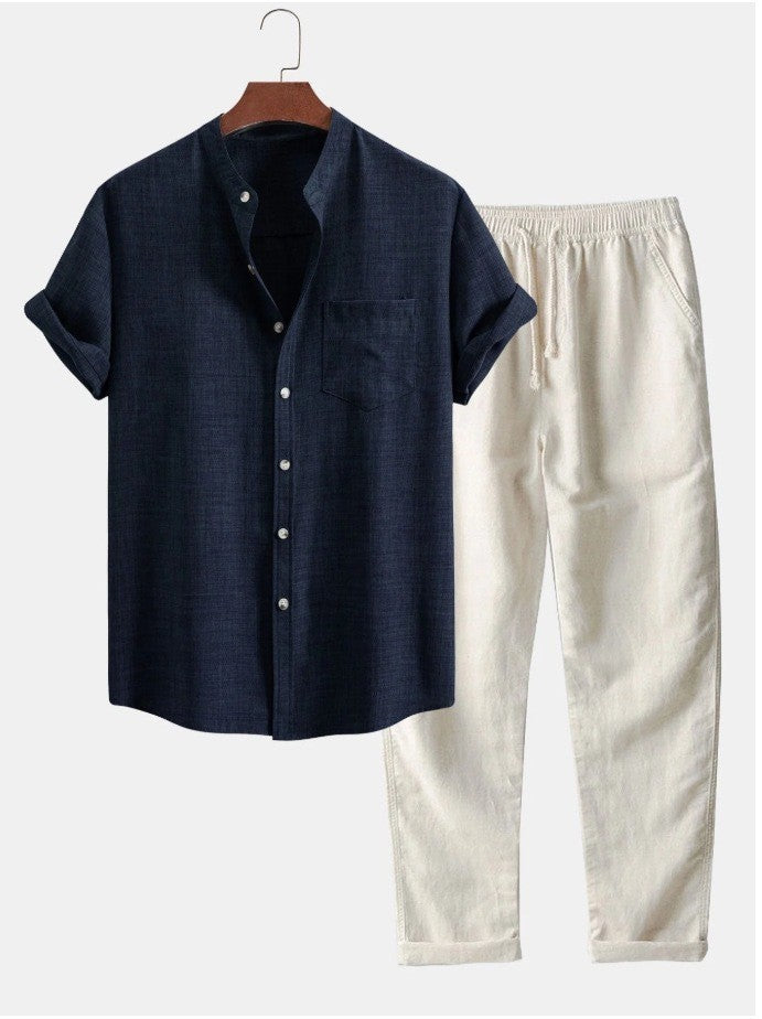 Men's Stand Collar Digital Print Shirt