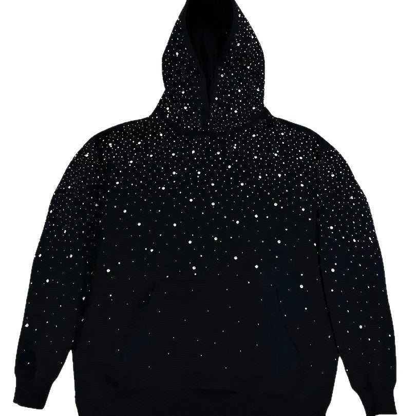 Men's Star Print Rhinestone Hooded Sweater