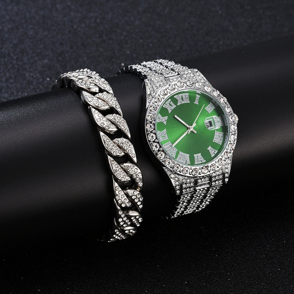 Men's Steel Roman Diamond Quartz Watch