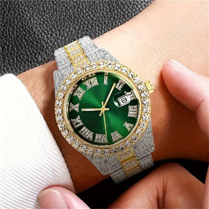 Men's Steel Roman Diamond Quartz Watch
