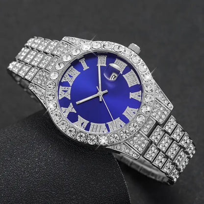 Men's Steel Roman Diamond Quartz Watch