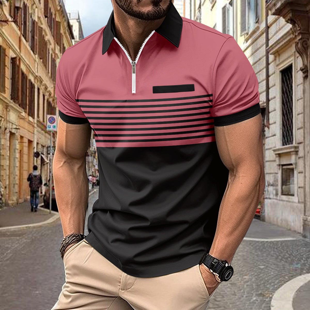 Men's Striped Polo Shirt