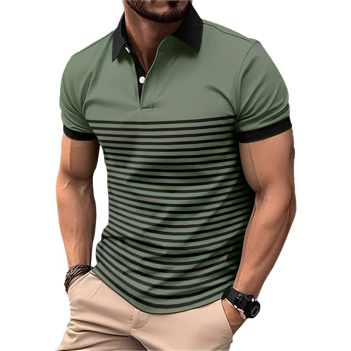 Men's Striped Polo Shirt