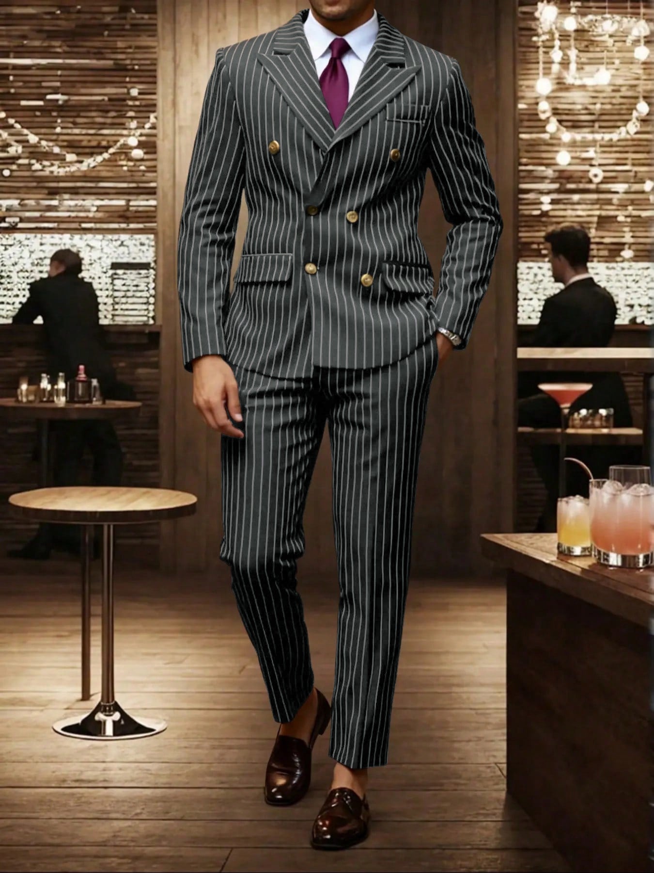 Men's Striped Suit Set