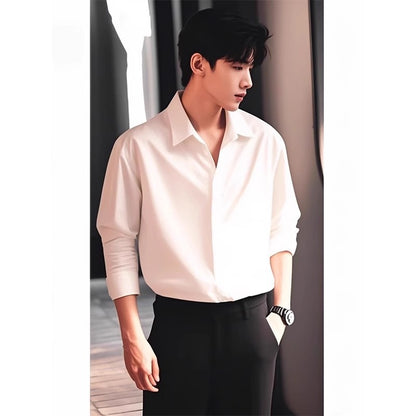 Men's Stylish Long-Sleeve Shirt in Black, White, and Gray