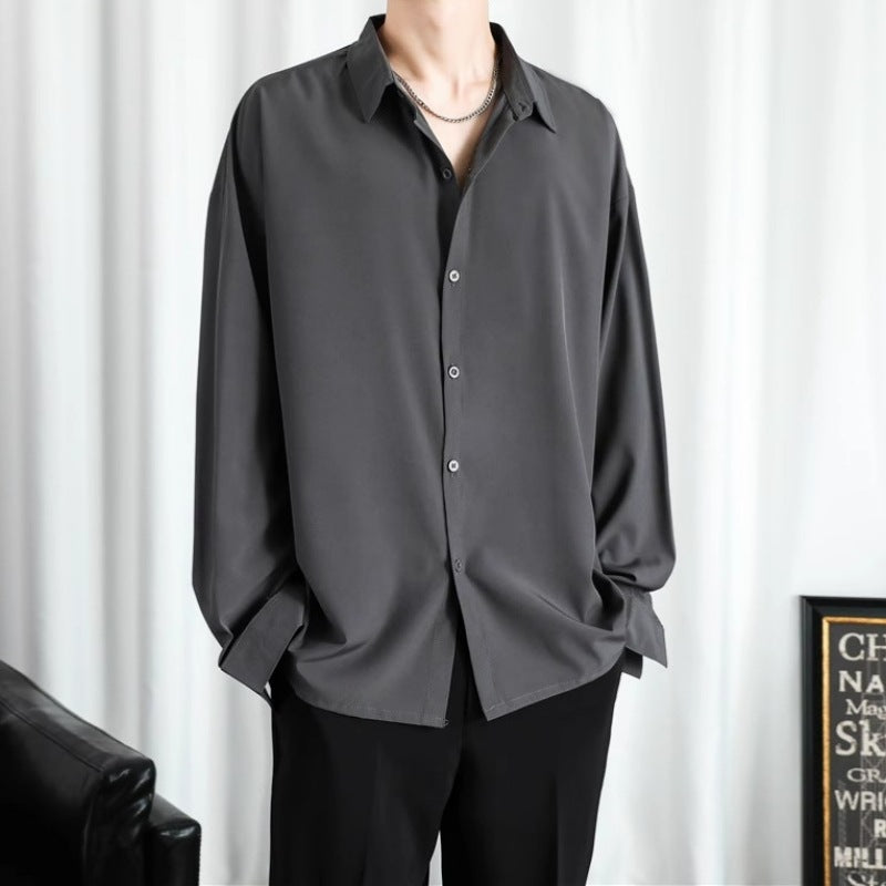 Men's Stylish Long-Sleeve Shirt in Black, White, and Gray