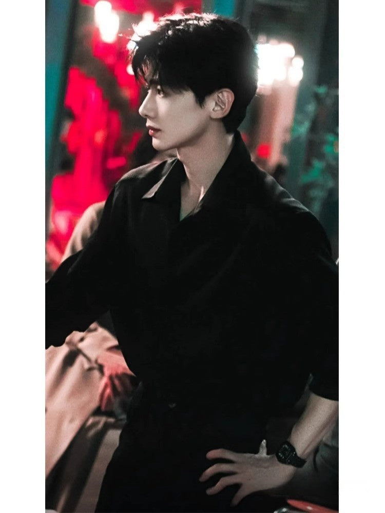 Men's Stylish Long-Sleeve Shirt in Black, White, and Gray