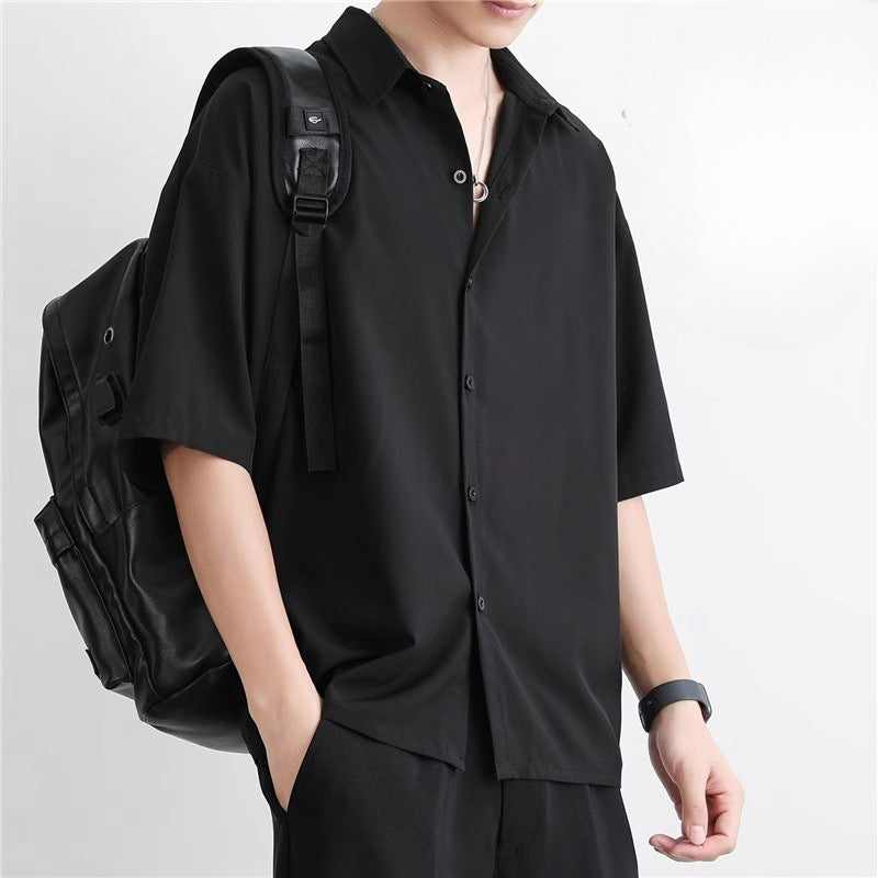 Men's Stylish Long-Sleeve Shirt in Black, White, and Gray