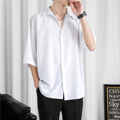 Men's Stylish Long-Sleeve Shirt in Black, White, and Gray