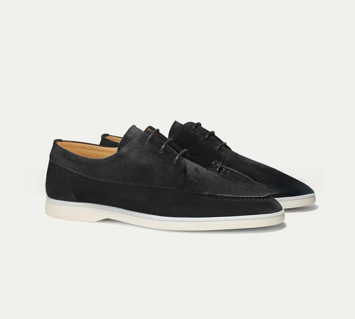 Men's Suede Lace-Up Loafers Low Heel Casual Shoes