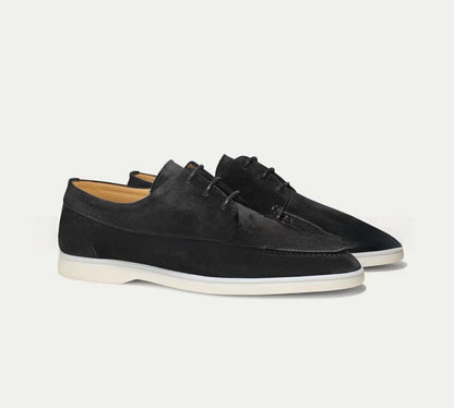 Men's Suede Lace-Up Loafers Low Heel Casual Shoes