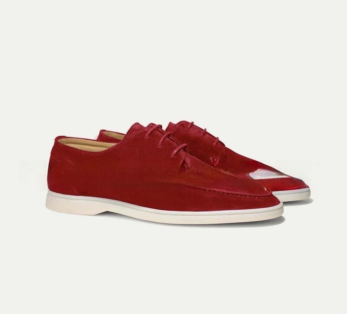 Men's Suede Lace-Up Loafers Low Heel Casual Shoes