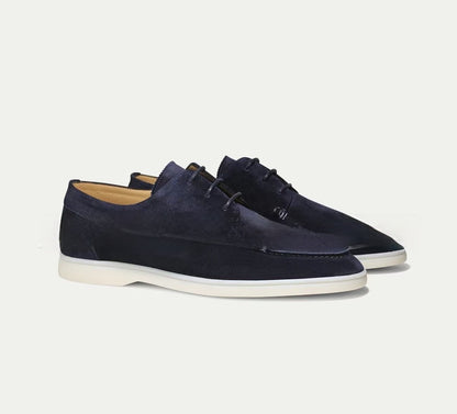 Men's Suede Lace-Up Loafers Low Heel Casual Shoes