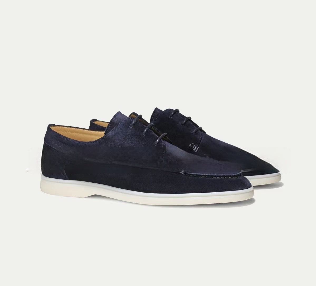 Men's Suede Lace-Up Loafers Low Heel Casual Shoes