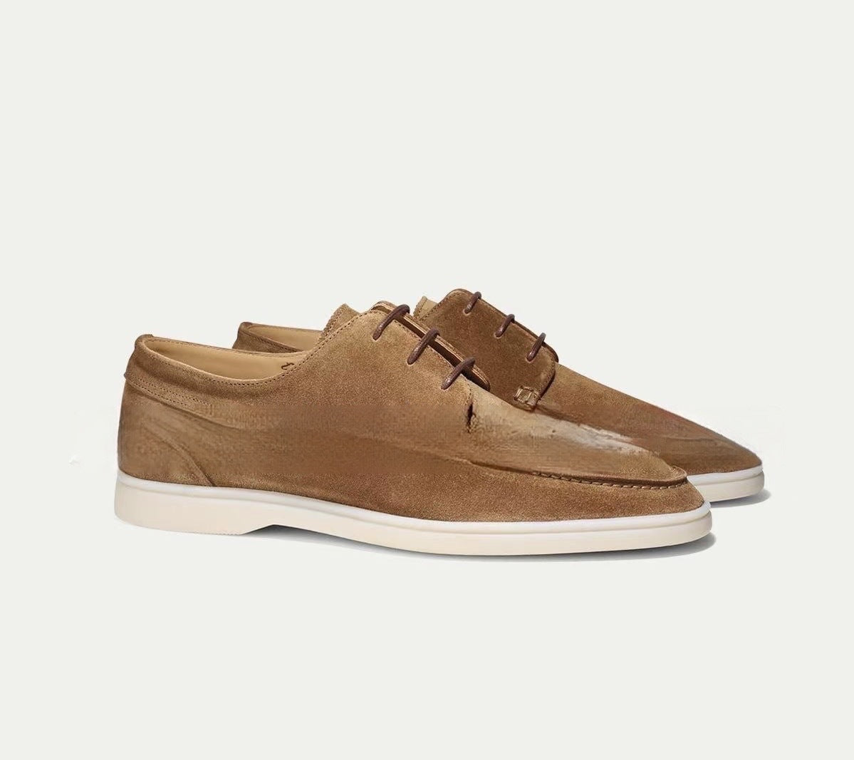 Men's Suede Lace-Up Loafers Low Heel Casual Shoes