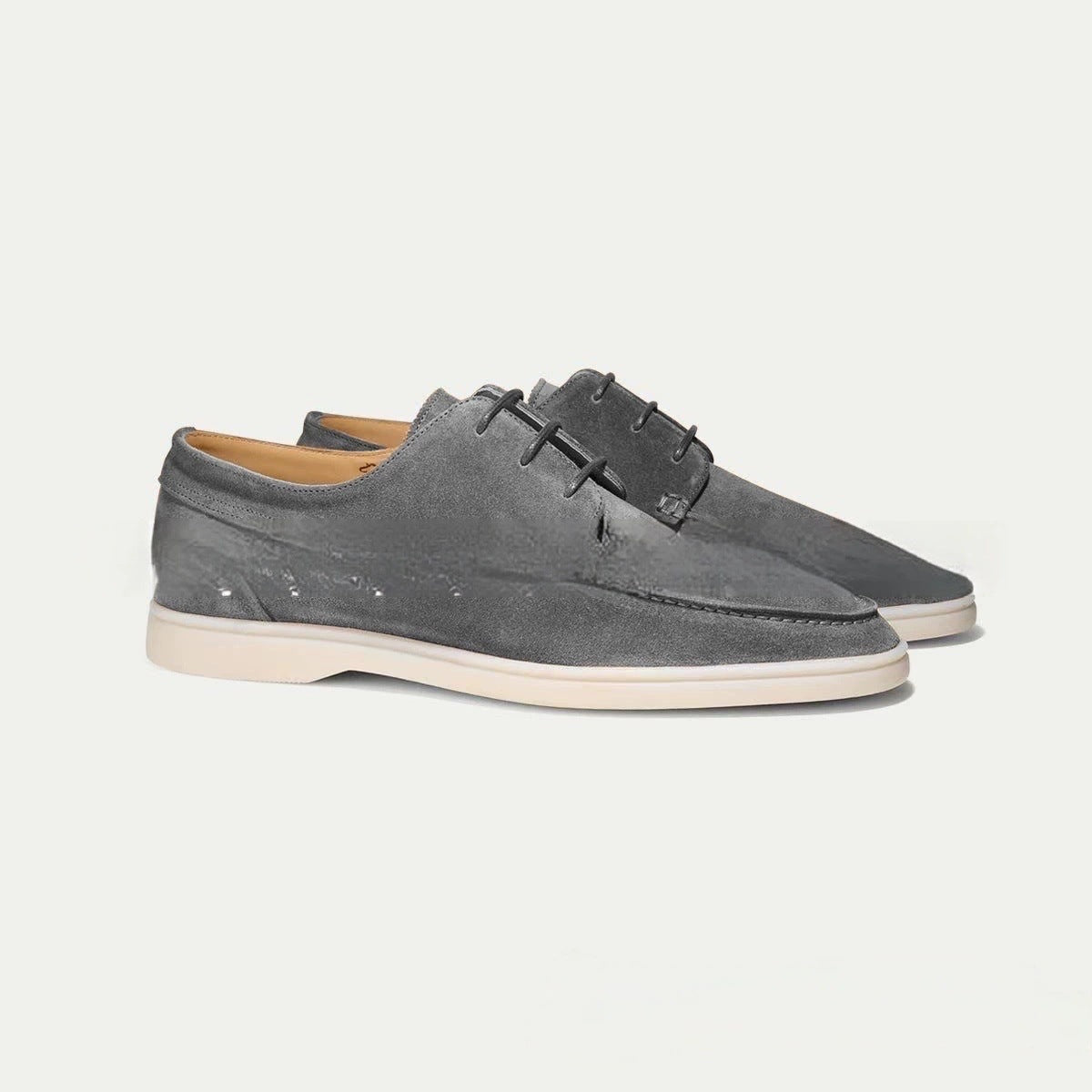 Men's Suede Lace-Up Loafers Low Heel Casual Shoes