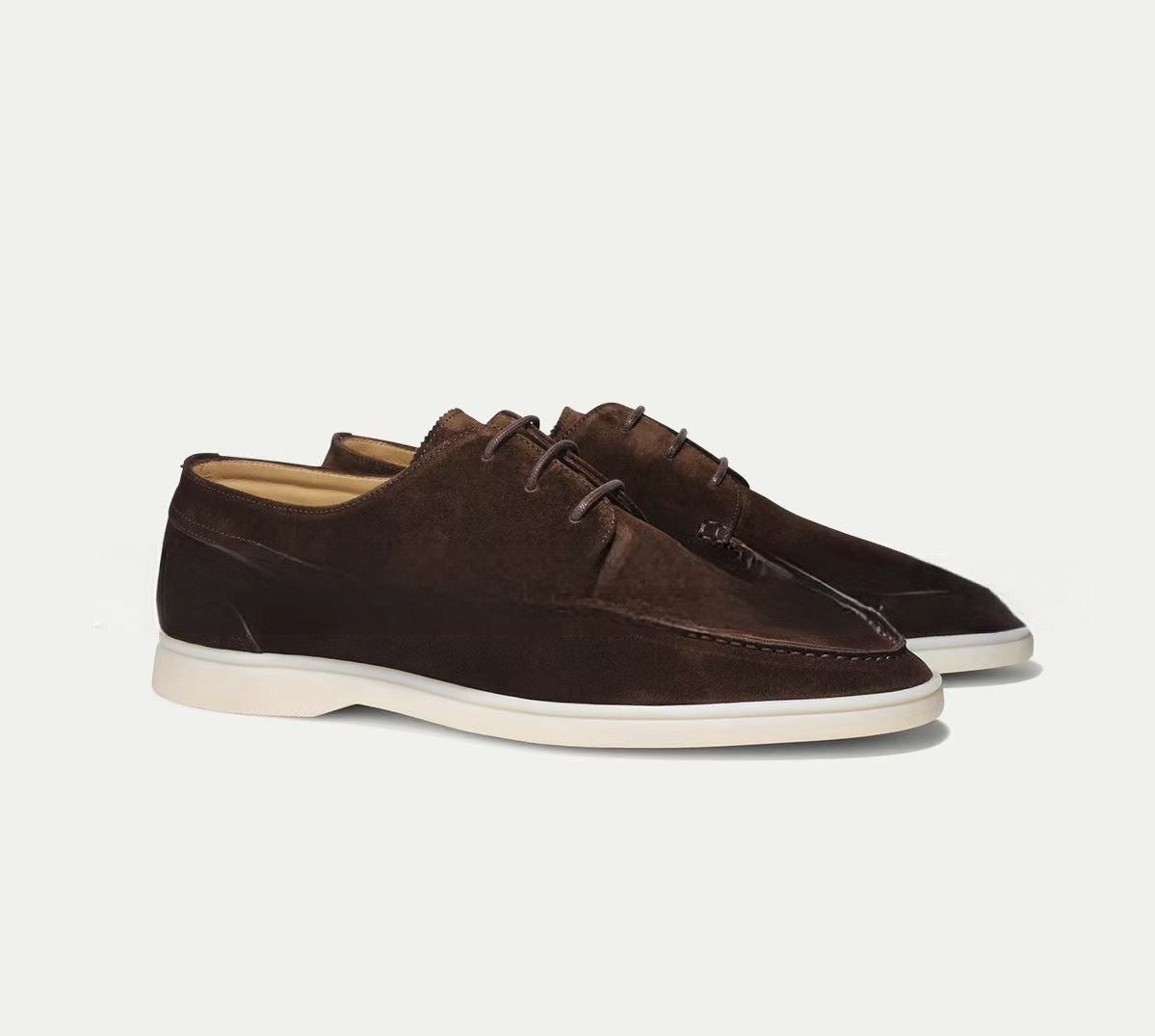 Men's Suede Lace-Up Loafers Low Heel Casual Shoes
