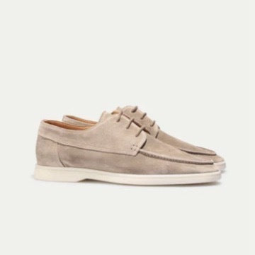 Men's Suede Lace-Up Loafers Low Heel Casual Shoes