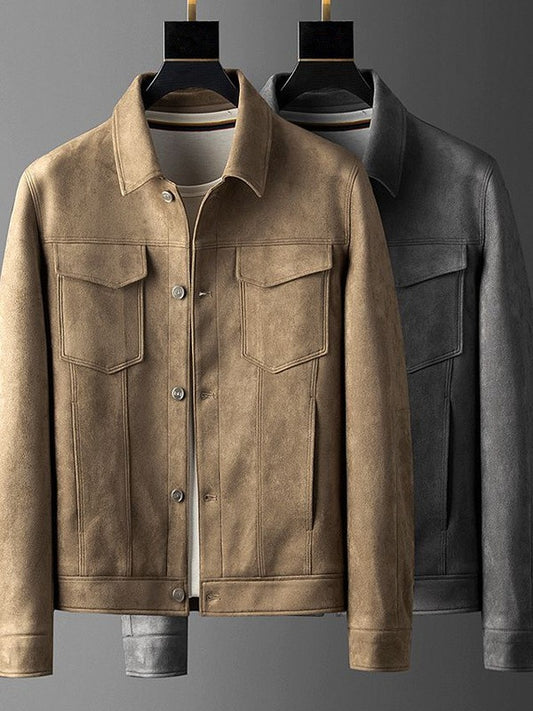 Men's Suede Lapel Jacket Casual Business Style