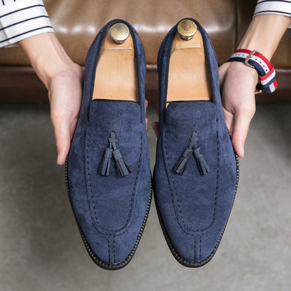 Men's Suede Pointed Toe Slip-On Dress Shoes