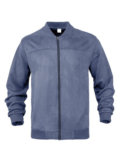 Men's Suede Stand Collar Zipper Jacket