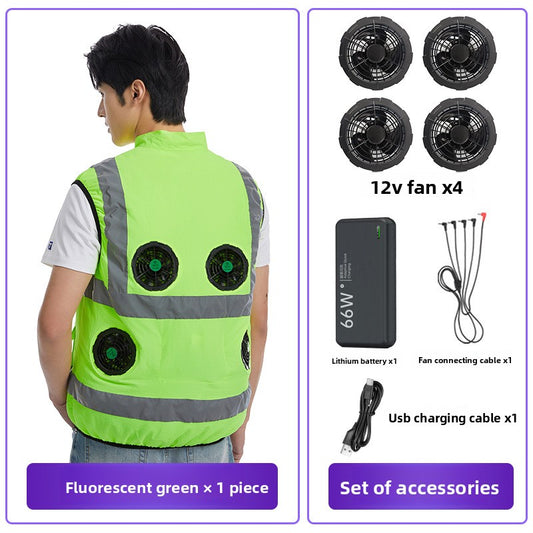 Men's Summer Cooling Fan Vest Reflective Work Vest
