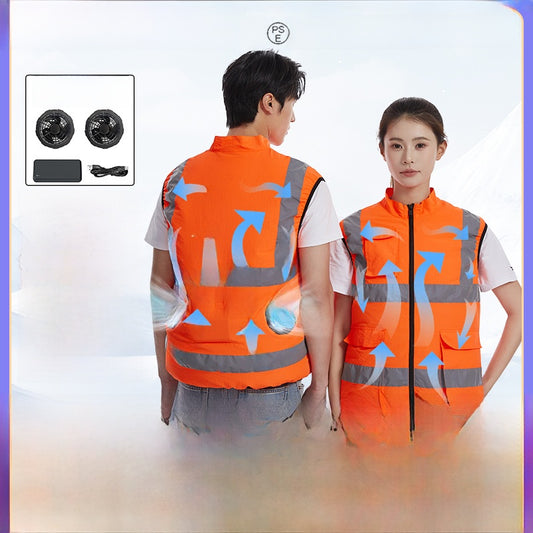 Men's Summer Cooling Fan Vest Reflective Work Vest