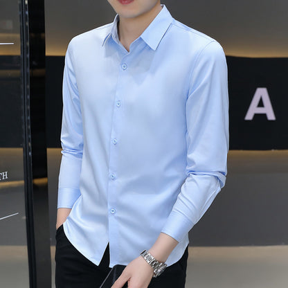 Men's Summer Ice Silk Anti-Wrinkle Long Sleeve Shirt