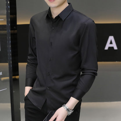 Men's Summer Ice Silk Anti-Wrinkle Long Sleeve Shirt