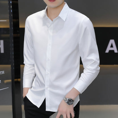 Men's Summer Ice Silk Anti-Wrinkle Long Sleeve Shirt