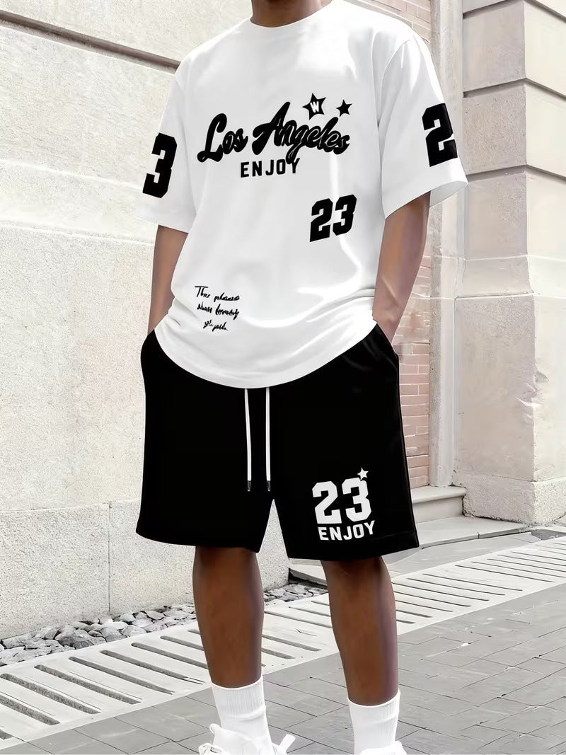 Men's Summer Short Sleeve Shorts Set