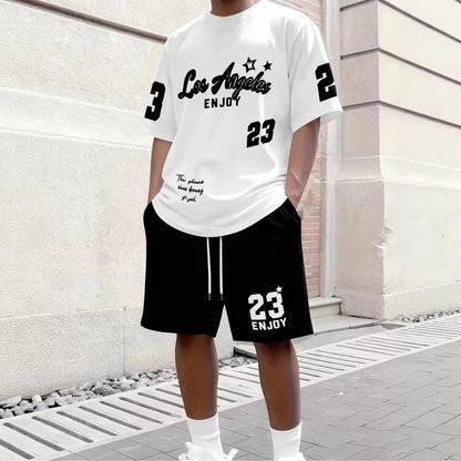 Men's Summer Short Sleeve Shorts Set