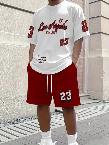 Men's Summer Short Sleeve Shorts Set