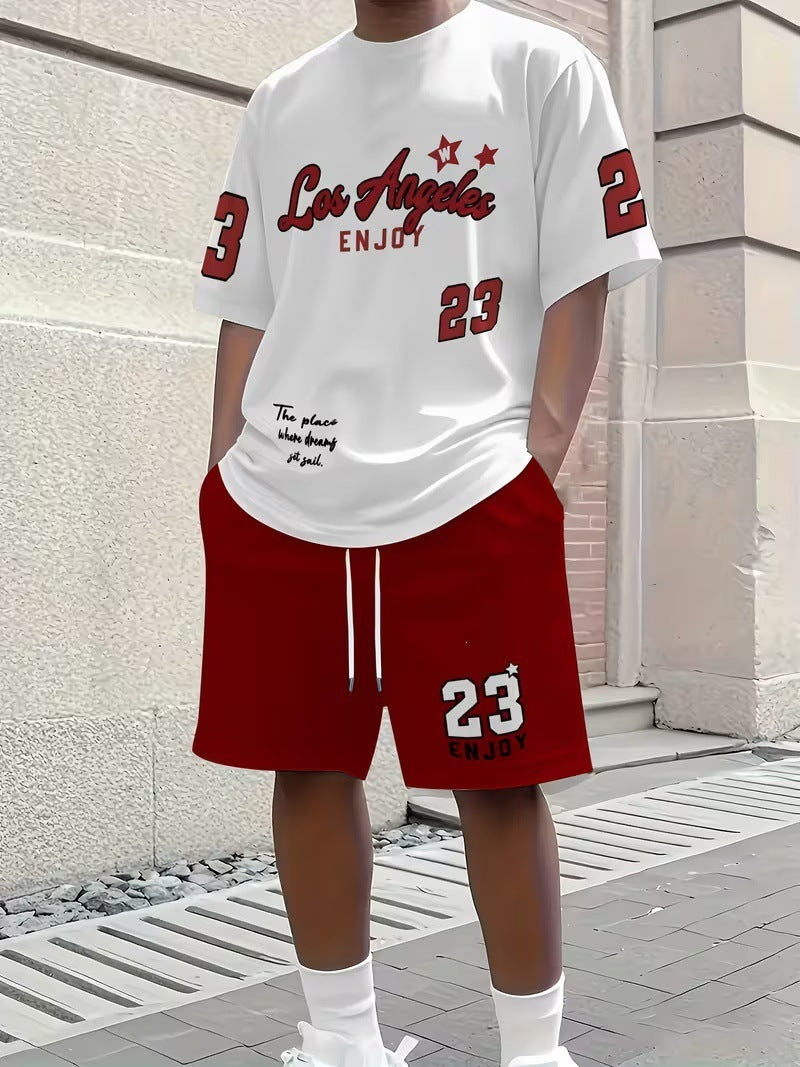 Men's Summer Short Sleeve Shorts Set