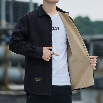 Men's thick and warm long-sleeved shirt
