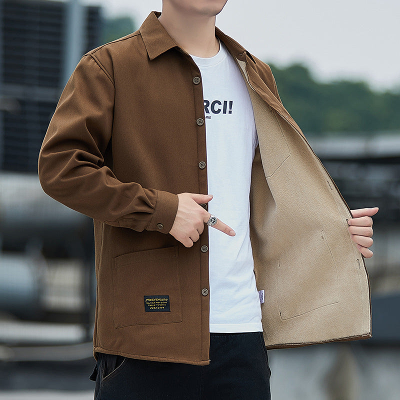 Men's thick and warm long-sleeved shirt