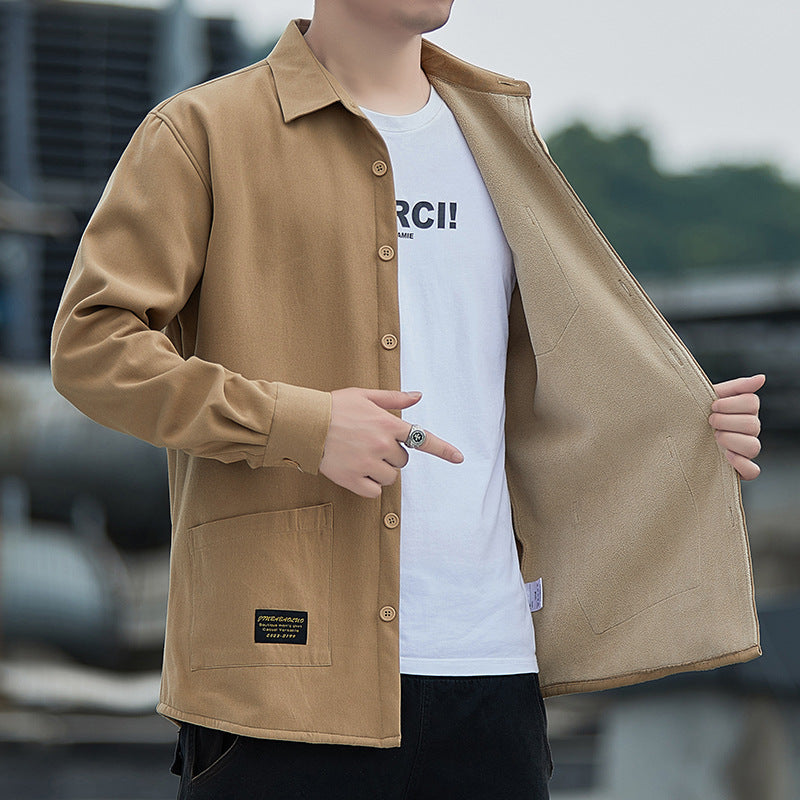 Men's thick and warm long-sleeved shirt