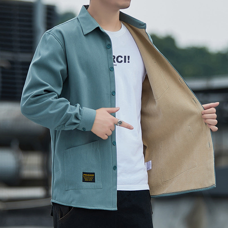 Men's thick and warm long-sleeved shirt