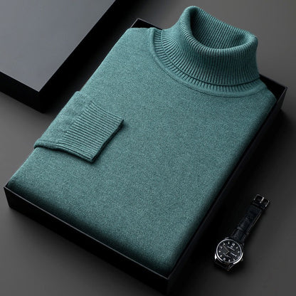 Men's thick pullover with a high collar