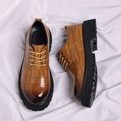 Men's thick-soled high-heeled leather shoes