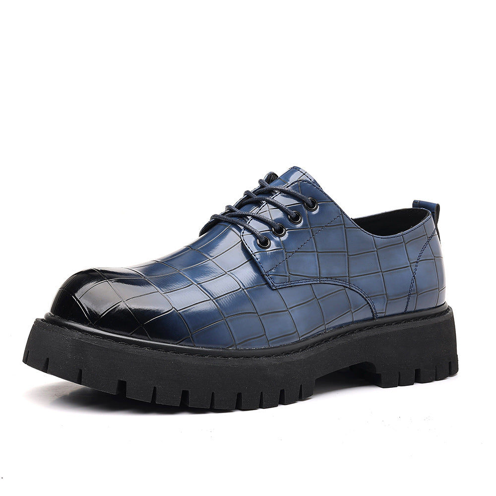 Men's thick-soled high-heeled leather shoes