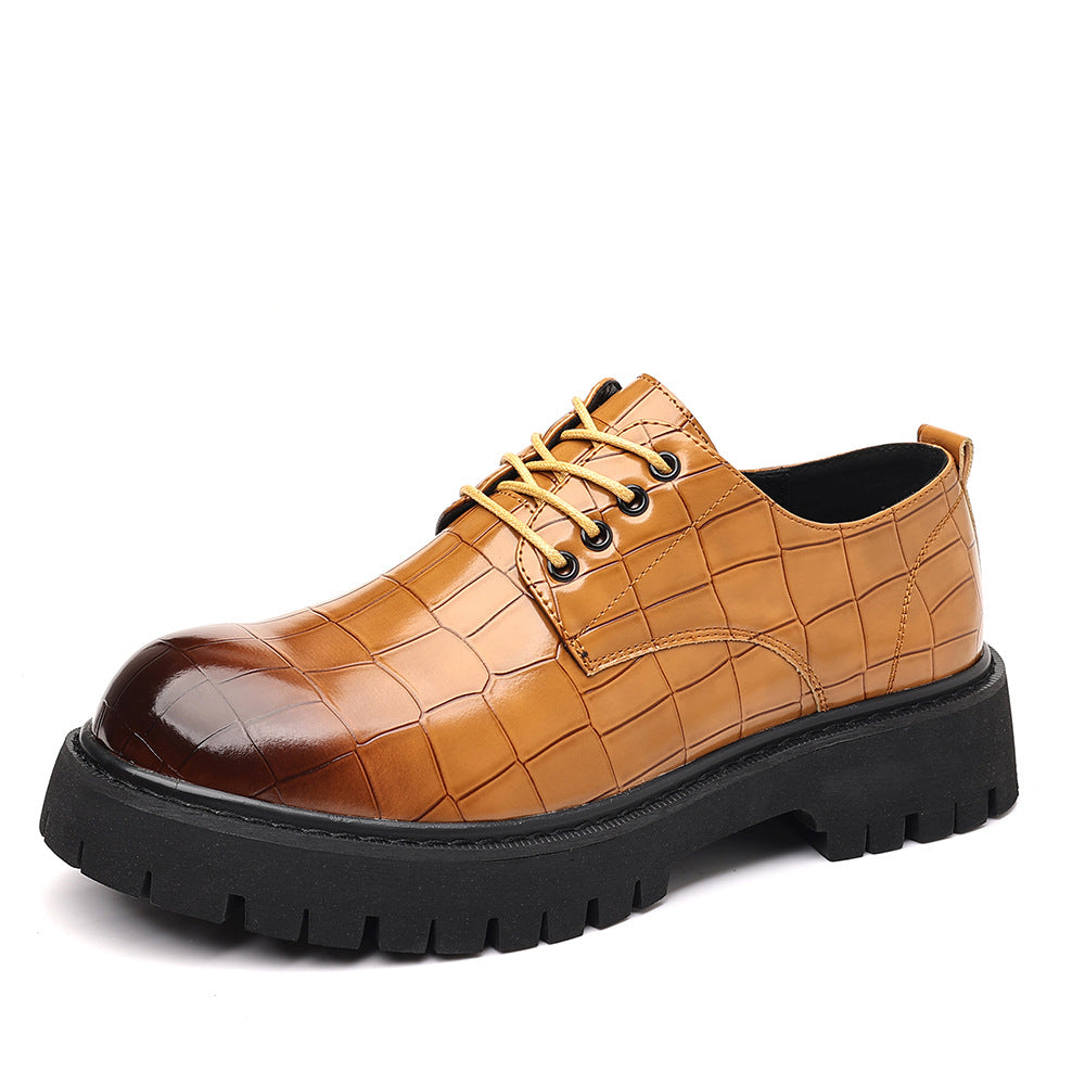 Men's thick-soled high-heeled leather shoes