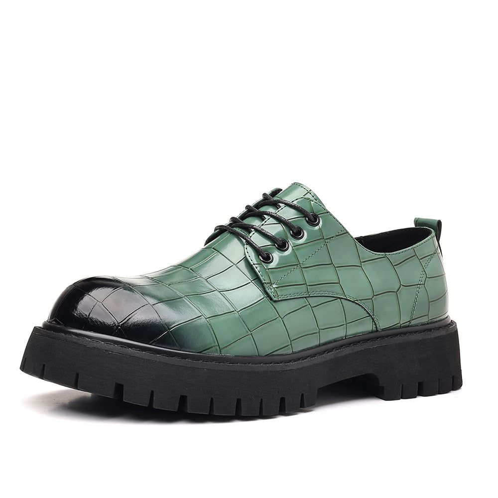 Men's thick-soled high-heeled leather shoes