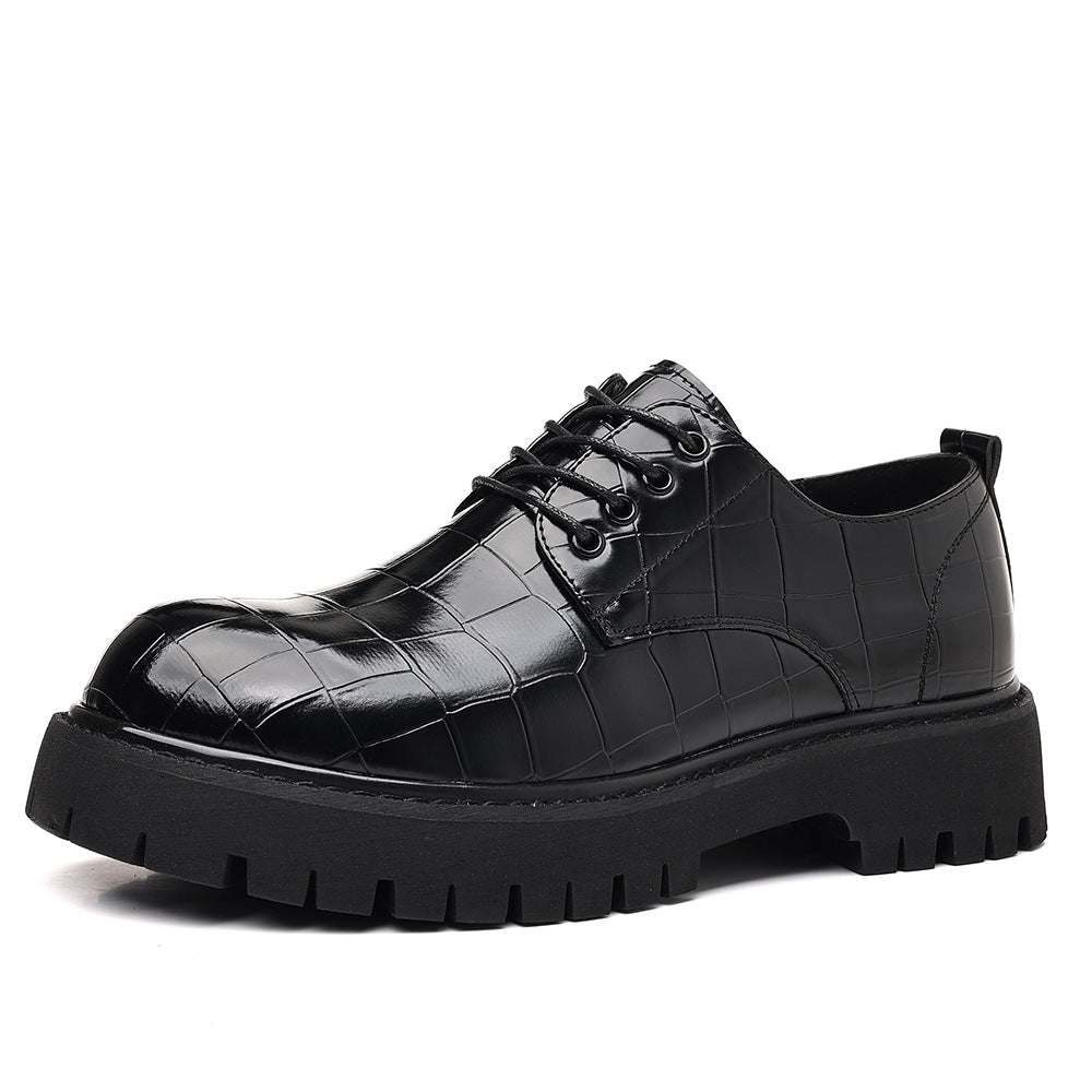 Men's thick-soled high-heeled leather shoes