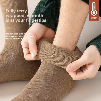 Men's thick wool mid-tube socks