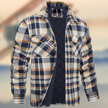 Men's Thickened Plaid Long Sleeve Loose Hooded Jacket