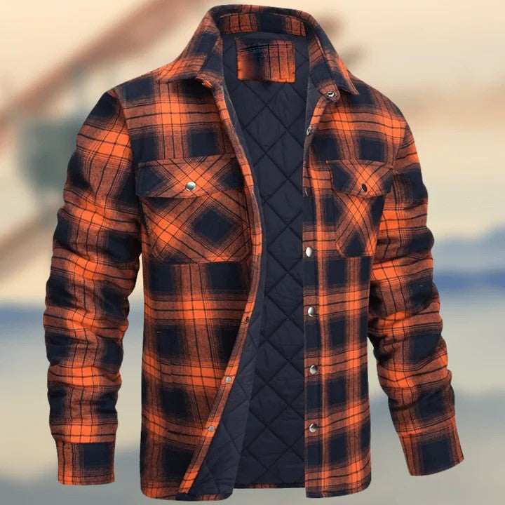 Men's Thickened Plaid Long Sleeve Loose Hooded Jacket