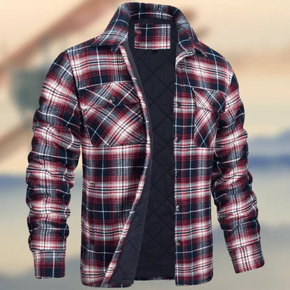 Men's Thickened Plaid Long Sleeve Loose Hooded Jacket