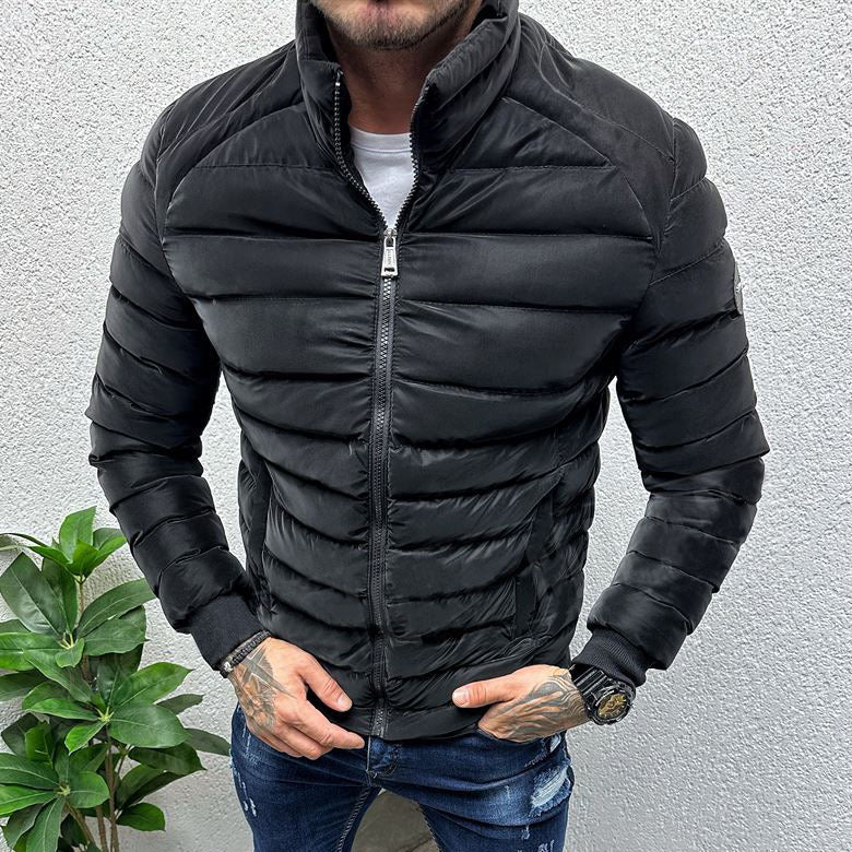 Men's Thickened Winter Padded Jacket with Stand Collar
